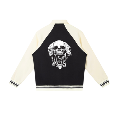 Contrast Raglan Sleeve Baseball Jacket